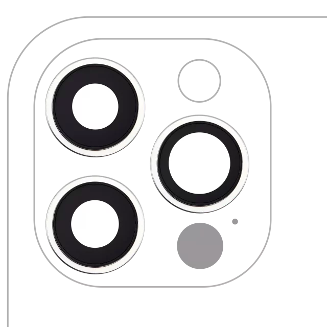 Lentila Camera Spate Cu Suport Si Rama iPhone 12 Pro (3 Piece Set) Premium (Silver)