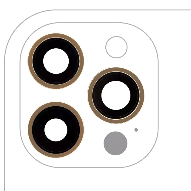 Lentila Camera Spate Cu Suport Si Rama iPhone 12 Pro Max (3 Piece Set) Premium (Gold)