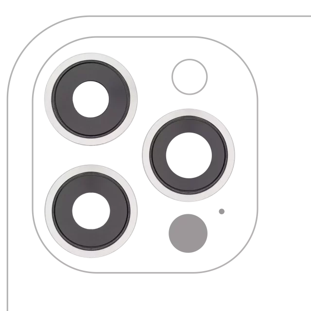 Lentila Camera Spate Cu Suport Si Rama iPhone 12 Pro Max (3 Piece Set) Premium (Silver)