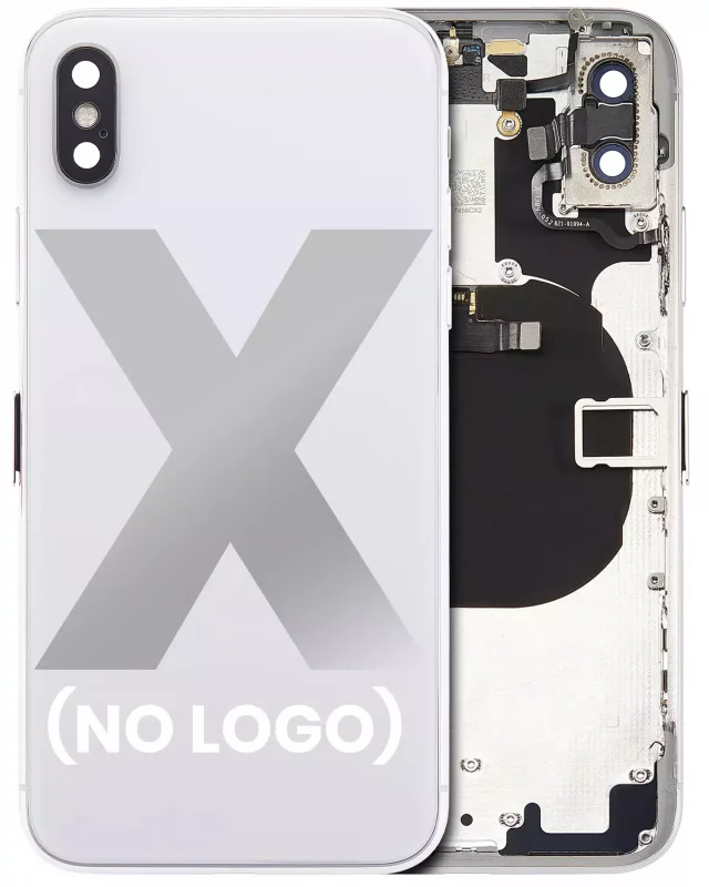 Capac Spate Sticla iPhone X AMPlus (No Logo) (Silver)