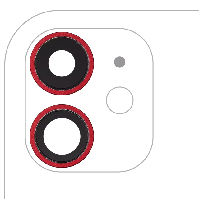 Lentila Camera Spate Cu Suport Si Rama iPhone 11 ( 2 Piece) AMPlus (Red)