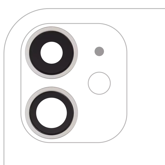 Lentila Camera Spate Cu Suport Si Rama iPhone 11 ( 2 Piece) AMPlus (White)