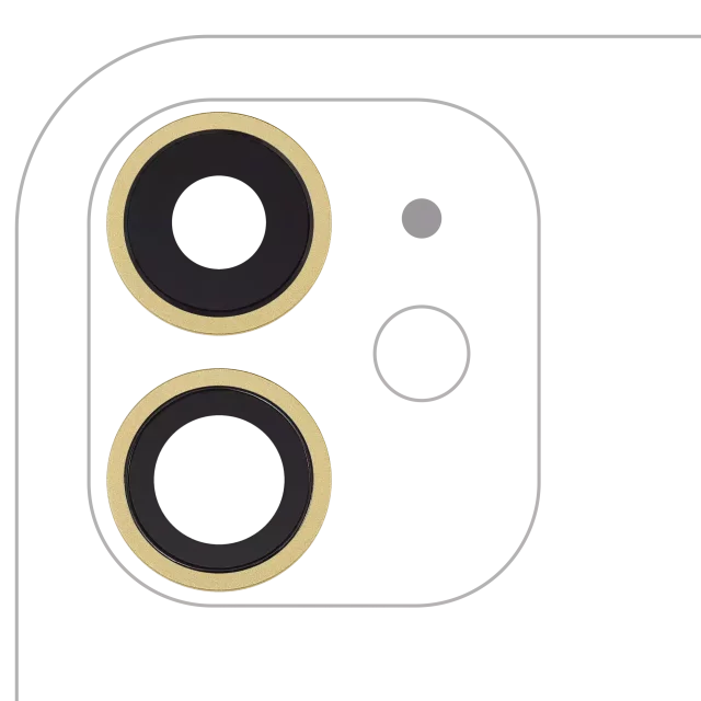 Lentila Camera Spate Cu Suport Si Rama iPhone 11 ( 2 Piece) AMPlus (Yellow)