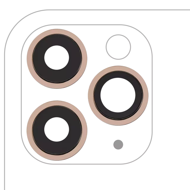 Lentila Camera Spate Cu Suport Si Rama iPhone 11 Pro / Pro Max (3 Piece Set) AMPlus (Gold)