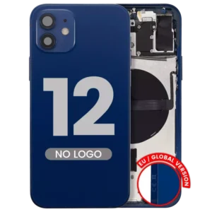Capac Spate Sticla iPhone 12 AMPlus (No Logo) (Blue)