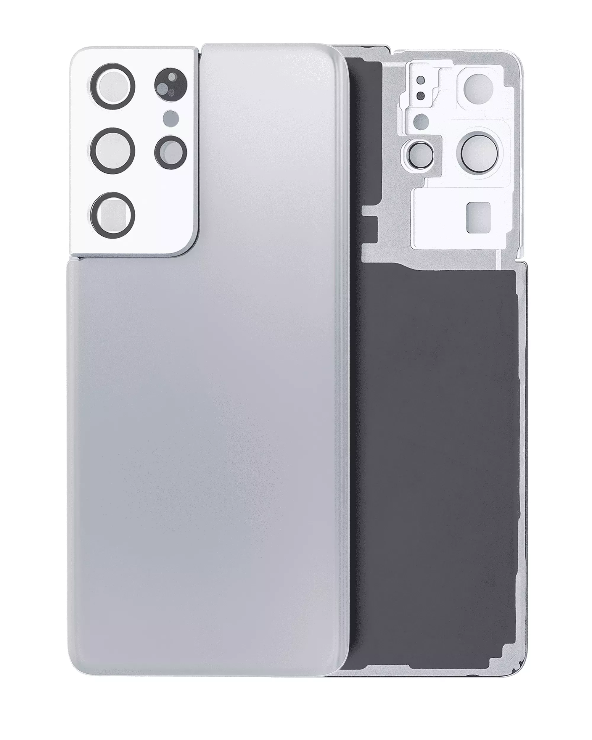 Capac Spate Sticla Samsung Galaxy S21 Ultra AMPlus (No Logo) (Phantom Silver)