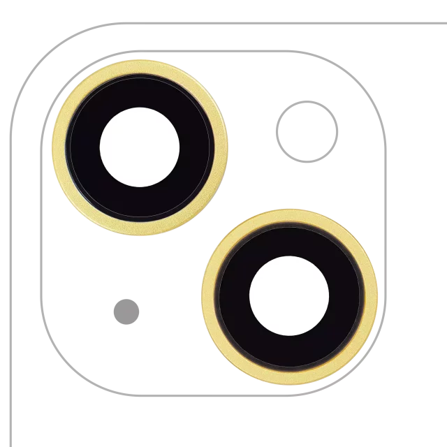 Lentila Camera Spate Cu Suport Si Rama iPhone 14 / 14 Plus (2 Piece Set) AMPlus (Yellow)