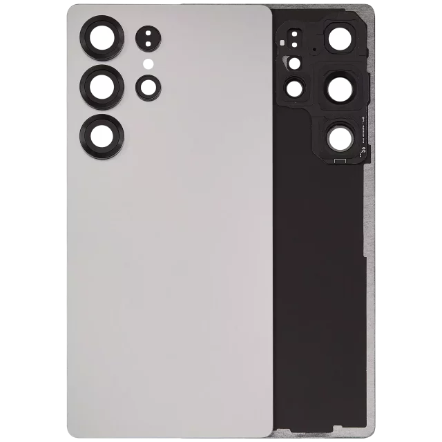Capac Spate Sticla Samsung Galaxy S25 Ultra 5G AMPlus (No Logo) (Titanium White Silver)
