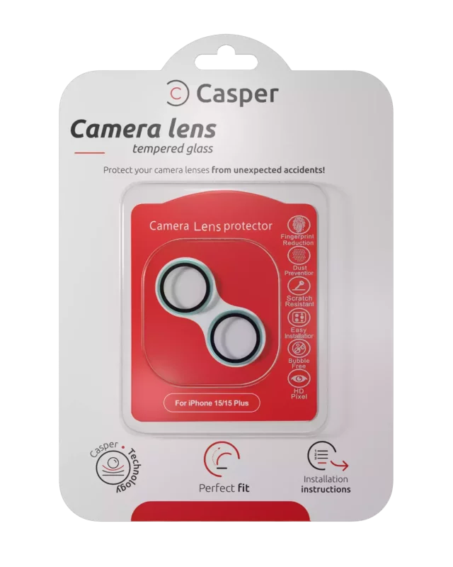 Sticla Protectie Camera iPhone 15 / 15 Plus – Clear Rings (blue)