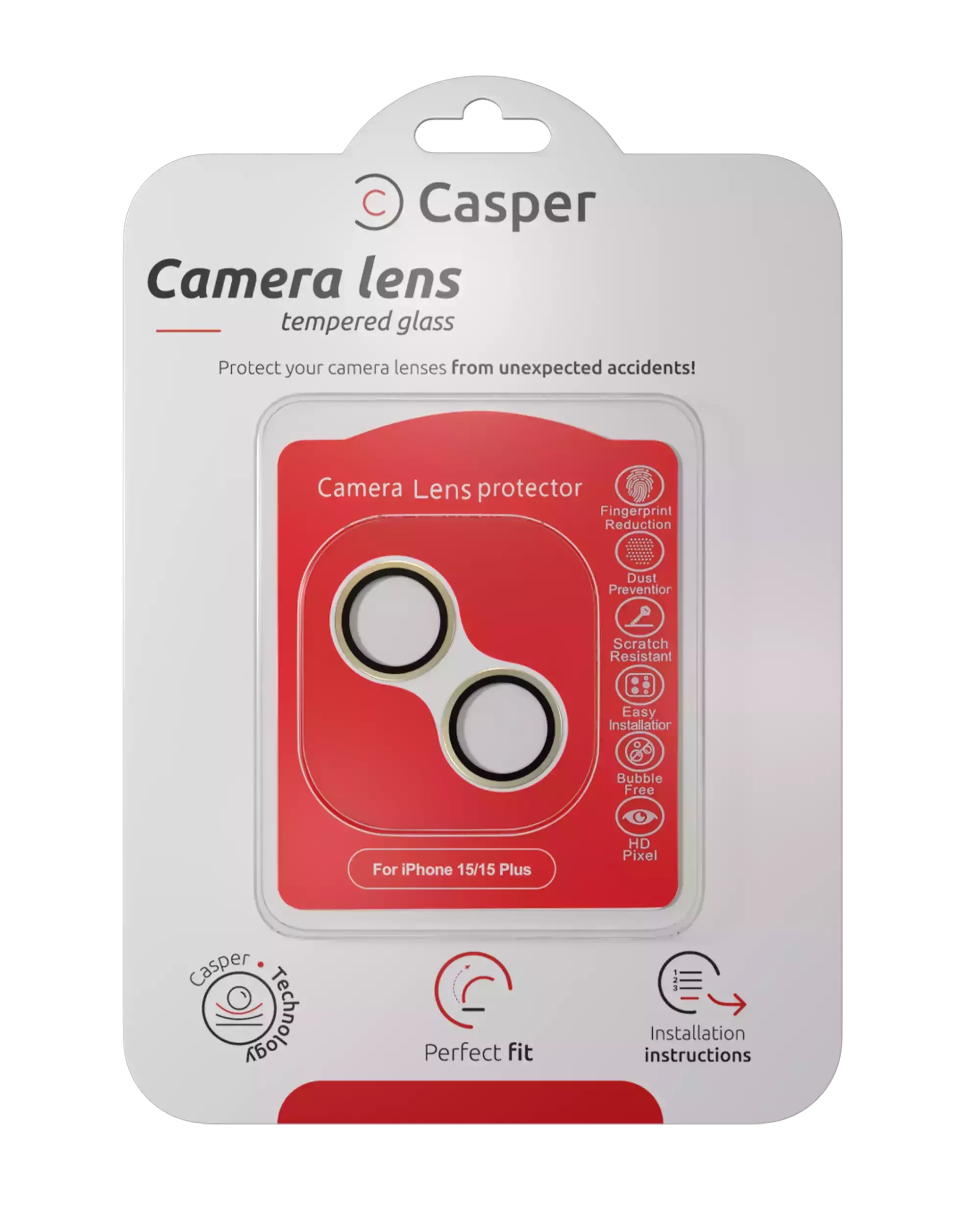 Sticla Protectie Camera iPhone 15 / 15 Plus – Clear Rings (yellow)