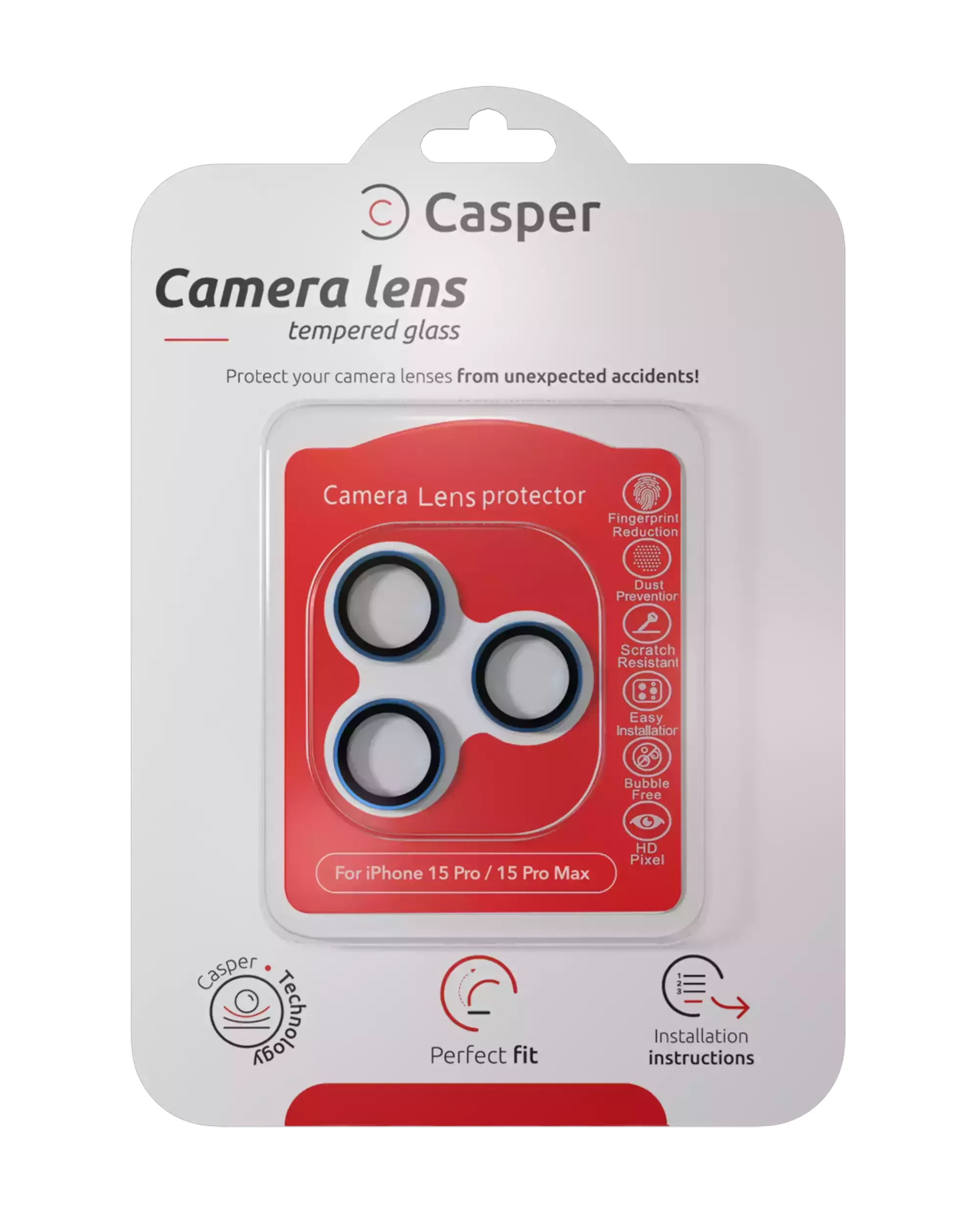Sticla Protectie Camera iPhone 15 Pro / 15 Pro Max – Clear Rings (Blue Titanium)