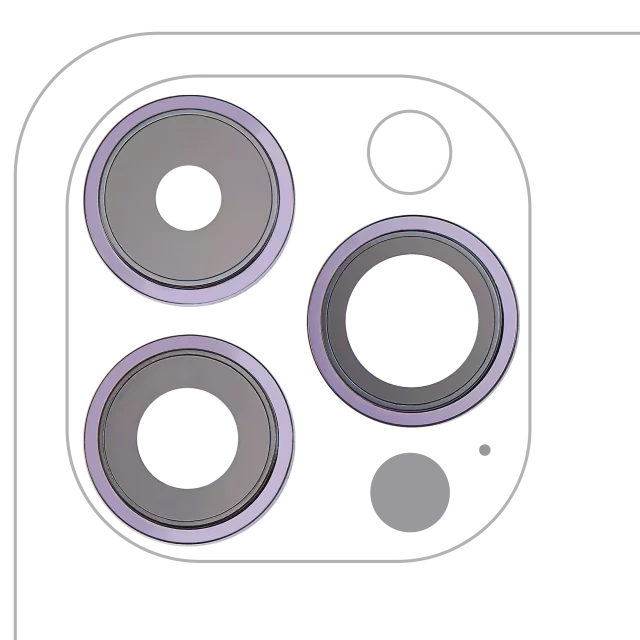 Lentila Camera Spate Cu Suport Si Rama iPhone 14 Pro / 14 Pro Max (Deep Purple) (3 Piece Set) Premium