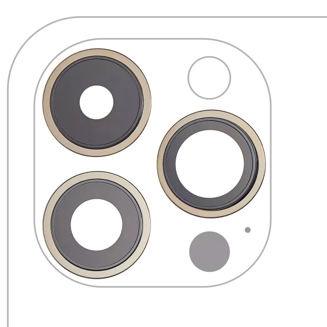 Lentila Camera Spate Cu Suport Si Rama iPhone 14 Pro / 14 Pro Max (Gold) (3 Piece Set) Premium