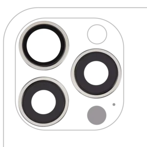 Lentila Camera Spate Cu Suport Si Rama iPhone 15 Pro Max (3 Piece Set) Premium (White Titanium)