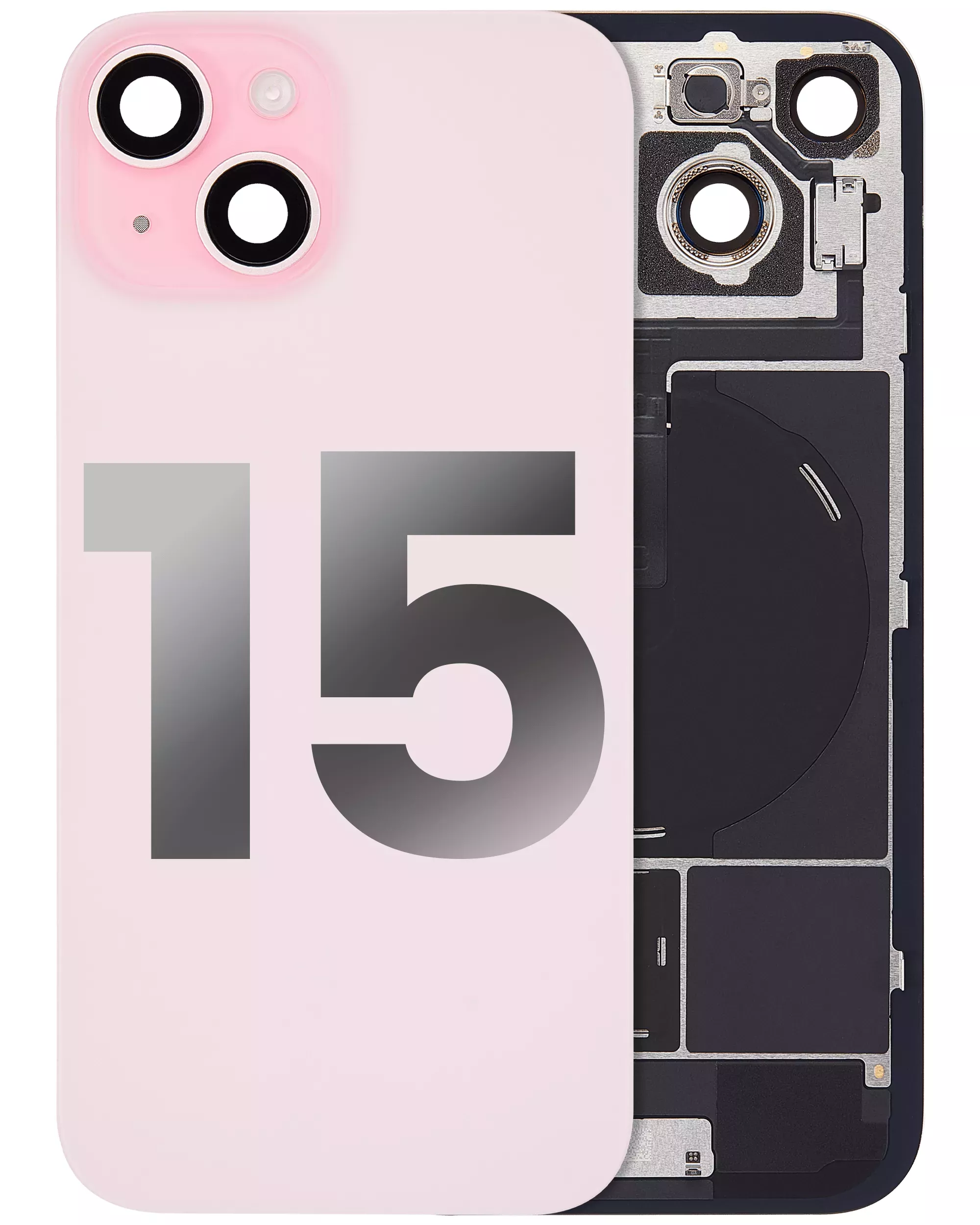 Capac Spate Sticla iPhone 15 Refurbished (Pink)