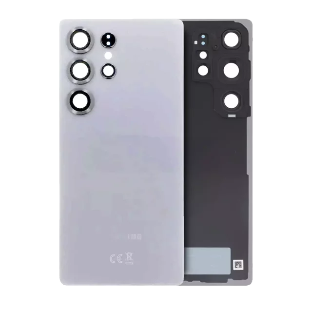 Capac Spate Sticla Samsung Galaxy S25 Ultra 5G Service Pack Original (Titanium White Silver)