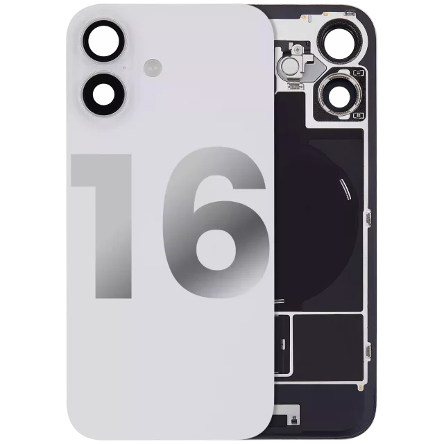 Capac Spate Sticla Cu Magnet MagSafe, NFC Si Lanterna Flex Telefon iPhone 16 Pull A (White)