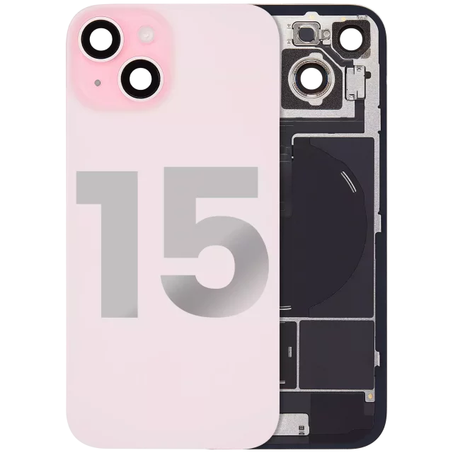 Capac Spate Sticla Cu Magnet MagSafe, NFC Si Lanterna Flex Telefon iPhone 15 Pull B (Pink)