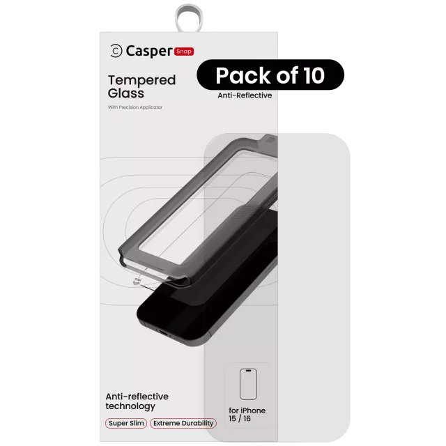 Sticla Securizata Casper Snap AR Clear iPhone 15 / 16 (10 Pack)